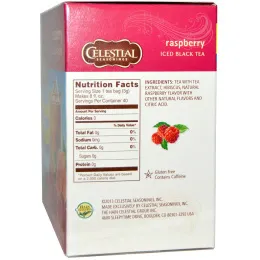 Celestial Seasonings,  Черный холодный чай, малина, 40 пакетиков, 3,6 унции (102 г)