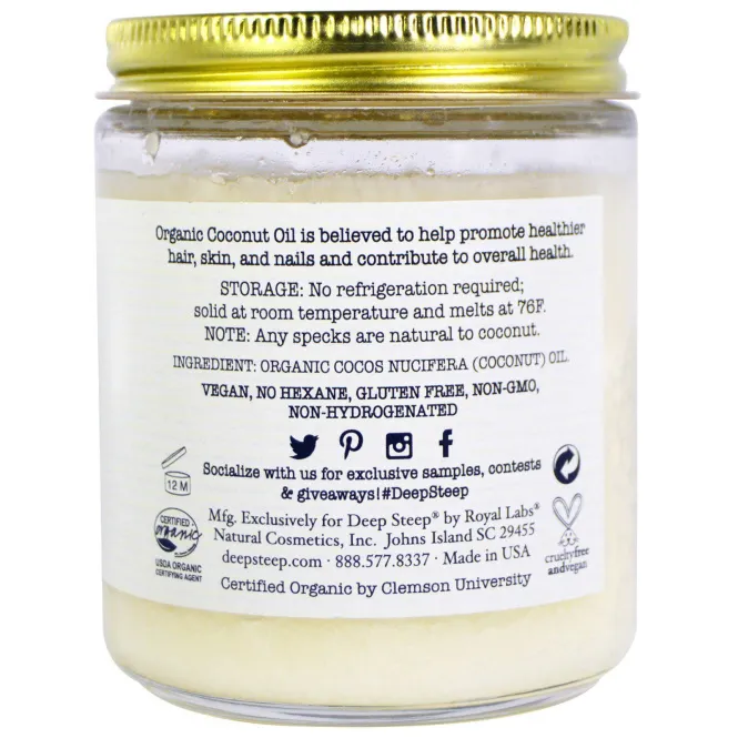 Deep Steep, USDA Organic Coconut Oil, 7 oz