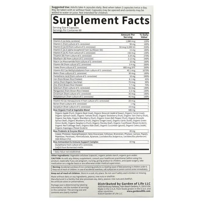 Garden of Life, Vitamin Code®, мультивитамины из цельных пищевых продуктов для женщин, 240 вегетарианских капсул