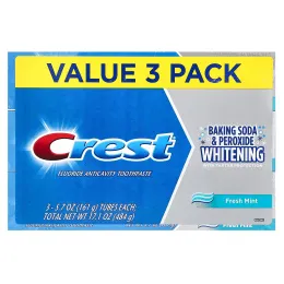 Crest, отбеливающая зубная паста с фторидом (пищевая сода и перекись), свежая мята, 3 шт. в упаковке, 161 г (5,7 унции)
