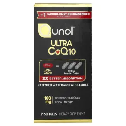 Qunol, Ultra CoQ10, 100 мг, 21 капсула