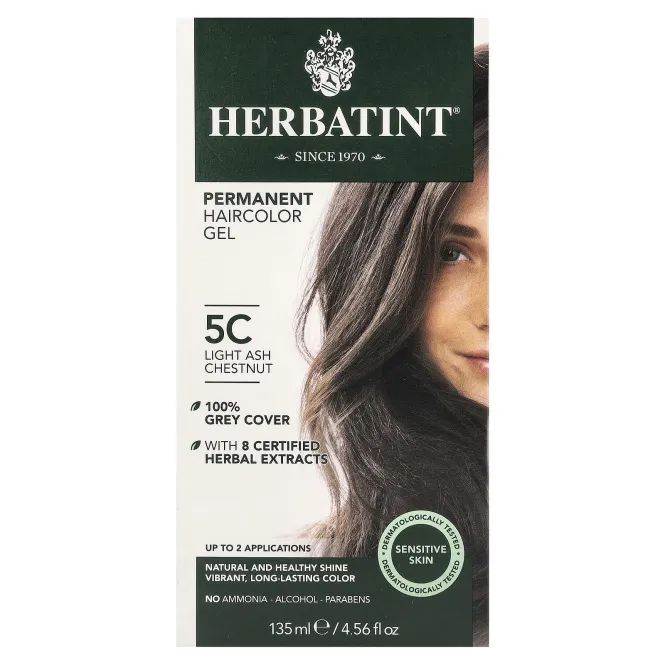 Herbatint, Стойкий растительный гель-краска для волос, 5C светлый пепельный каштан, 4,5 жидких унции