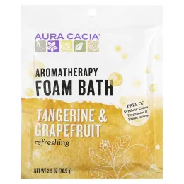 Aura Cacia, Пена-ароматерапия для ванн, освежающий мандарин и грейпфрут 2.5 унции (70.9 г)