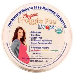 Three Lollies, Органические Preggie Pop Drops Кислый Разз, лимон, зеленое яблоко 21 шт