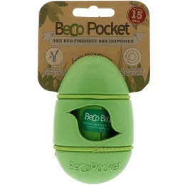 Beco Pets, Beco Pocket, экологичный диспенсер для пакетов, зеленый, 1 пакет Beco Pocket, 15 пакетиков