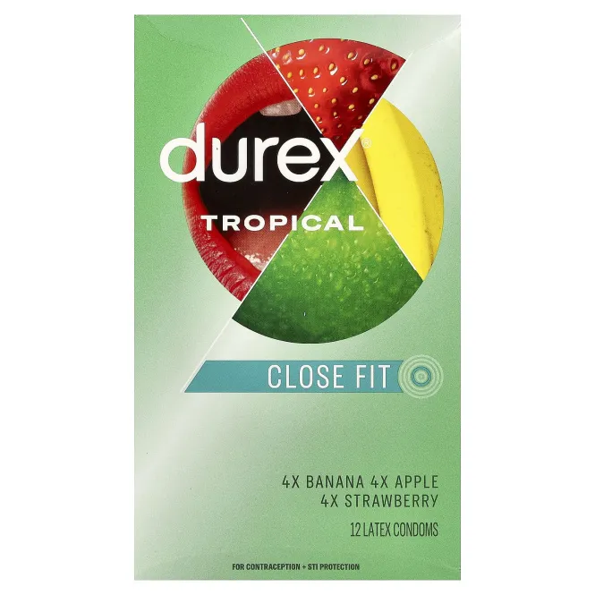 Durex, латексные п3, тропические фрукты, плотное прилегание, 12 шт. из латекса