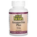 Natural Factors, Astaxanthin Plus, астаксантин, 4 мг, 60 капсул