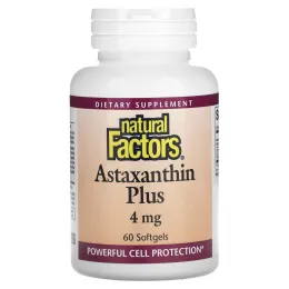 Natural Factors, Astaxanthin Plus, астаксантин, 4 мг, 60 капсул
