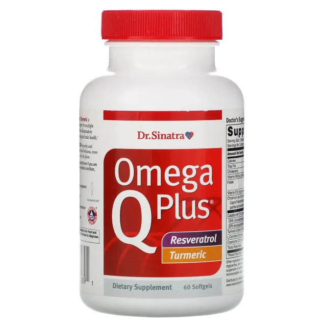 Dr. Sinatra, Omega Q Plus, Resveratrol Turmeric, 60 Softgels