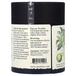 The Tao of Tea, сертифицированный органический черный чай и бергамот, с бергамотом, 100 г (3,5 унции)