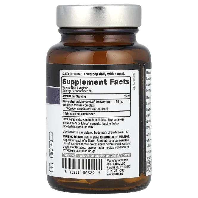 Quality of Life Labs, Ресвератрол-SR, 150 мг, 30 вегетарианских капсул