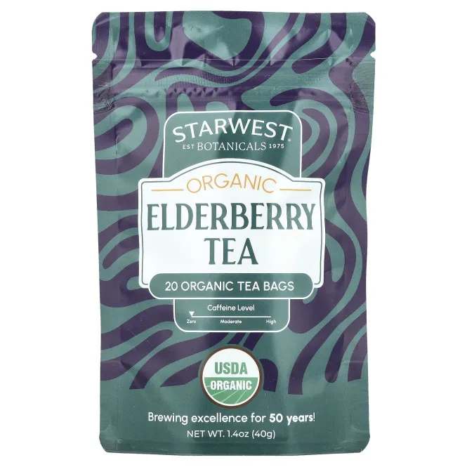 Starwest Botanicals, Органический чай с бузиной, 20 чайных пакетиков, 40 г (1,4 унции)