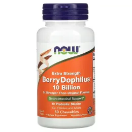 Now Foods, Экстра сила, Berry Dophilus, 50 жевательных таблеток