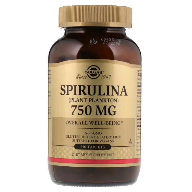Solgar Spirulina 750 mg Tablets 250 таблеток