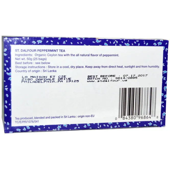 St. Dalfour, Мятный чай, 25 пакетиков, 1,75 унции (50 г)