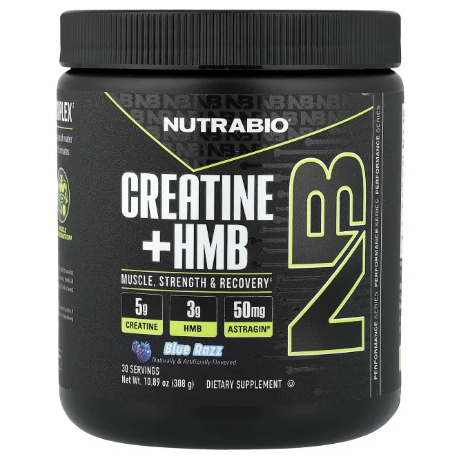 NutraBio, креатин + HMB, голубая малина, 308 г (10,89 унции)