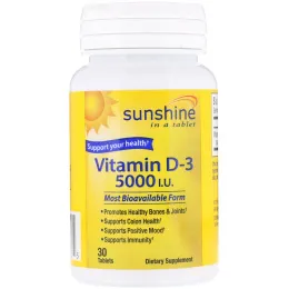 Sunshine, Vitamin D3, 5000 МЕ 30 Tablets