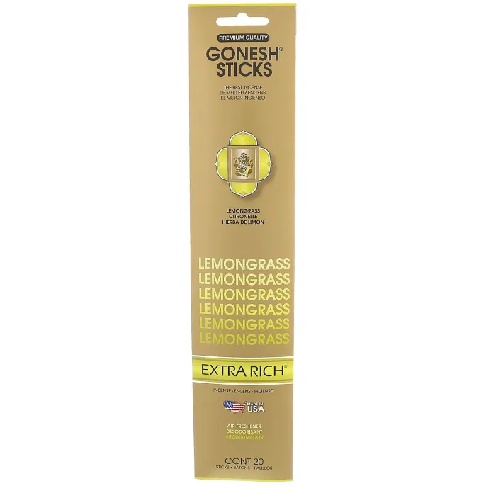 Gonesh, Extra Rich Incense Sticks, Lemongrass, 20 Sticks