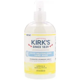 Kirk's, Мыло для рук, нейтрализующее запах, лимон и эвкалипт, 12 ж. унц. (355 мл)