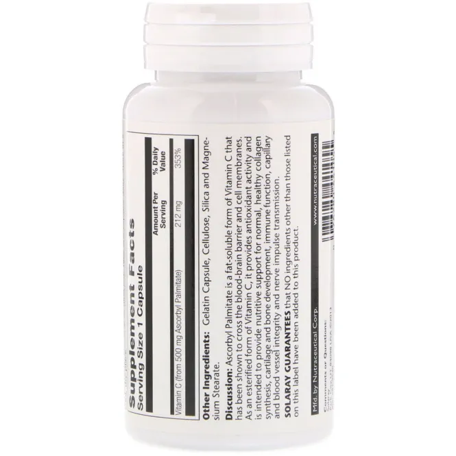 Solaray, Аскорбилпальмитат, 500 мг, 60 капсул