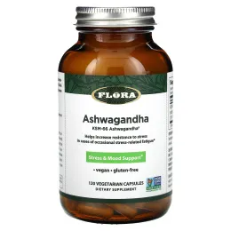 Flora, ашваганда, 120 вегетарианских капсул