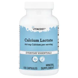 Vitacost, Everyday Essentials, Calcium Lactate, 100 Capsules (600 mg per Capsule)