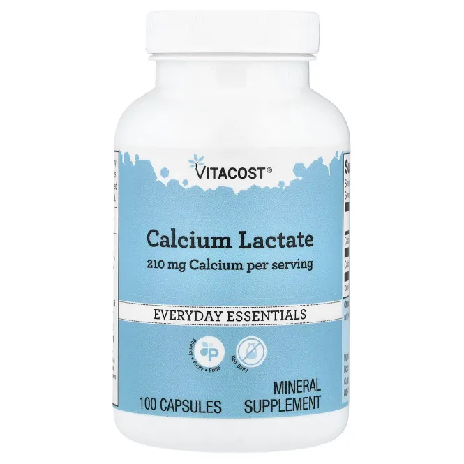 Vitacost, Everyday Essentials, Calcium Lactate, 100 Capsules (600 mg per Capsule)