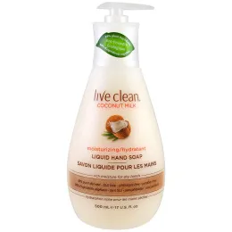 Live Clean, Увлажняющее жидкое мыло для рук, кокосовое молочко, 17 унций (500 мл)
