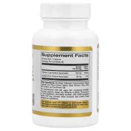 California Gold Nutrition, Buffered Gold C, Non-Acidic Vitamin C, Sodium Ascorbate, 750 mg, 60 Растительная капсула
