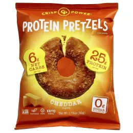Crisp Power, протеиновые крендели, с чеддером, 6 пакетиков по 50 г (1,75 унции)