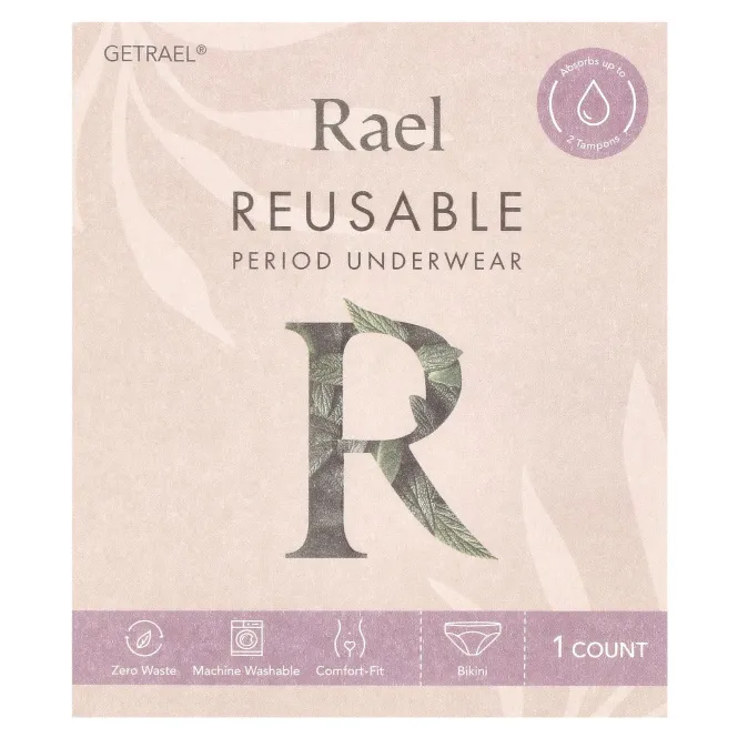 Rael, Многоразовое нижнее белье, бикини, среднее, черное, 1 шт.