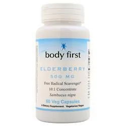 Body First, Бузина (500 мг) 60 вегетарианских капсул