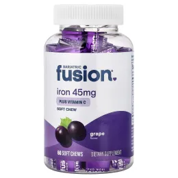 Bariatric Fusion, жевательная добавка с железом и витамином C, со вкусом винограда, 60 жевательных таблеток
