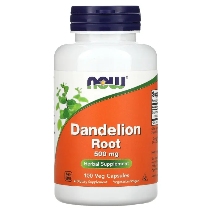 Now Foods, Корень одуванчика, 500 мг, 100 растительных капсул