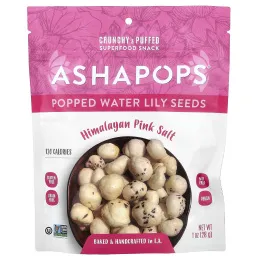 AshaPops, Popped Water Lily Seeds, розовая гималайская соль, 28 г (1 унция)