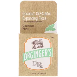 Dr. Ginger's, Coconut Oil + Xylitol Expanding Floss, Coconut Mint, 32 yds (30 m)