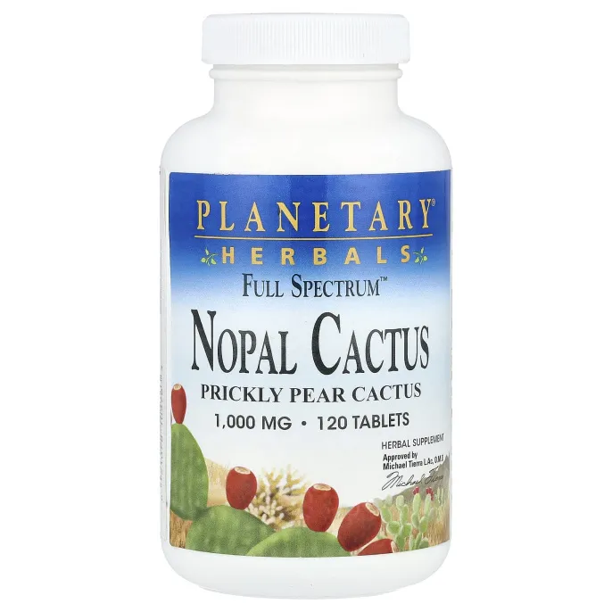 Planetary Herbals, Мексиканский нопал, кактус-опунция полного спектра, 1000 мг, 120 таблеток
