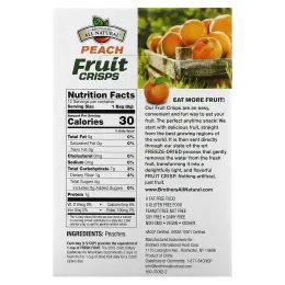 Brothers-All-Natural, фруктовые чипсы, со вкусом персика, 12 отдельных порционных пакетиков по 8 г (0,28 унции)