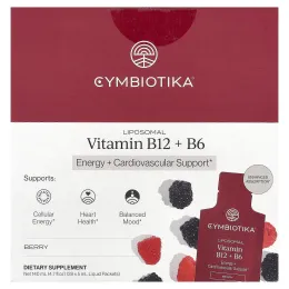 Cymbiotika, липосомальные витамины B12 и B6, с ягодным вкусом, 28 пакетиков по 5 мл (0,17 жидк. унции)