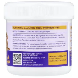 HICC Pet, салфетки для зубов, для собак и кошек, мята, 50 шт.