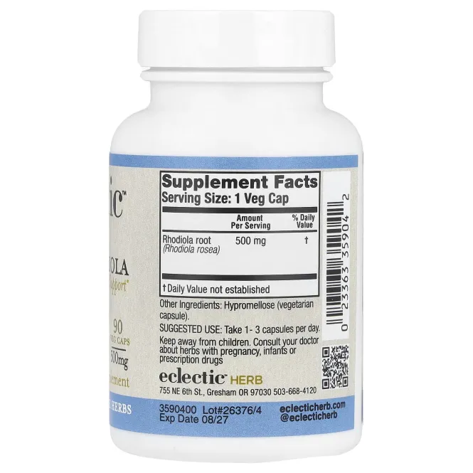 Eclectic Institute, родиола, 500 мг, 90 вегетарианских капсул, без ГМО