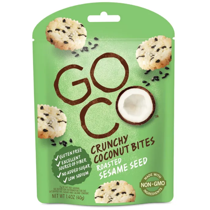 GoCo, Хрустящие кокосовые кусочки, Жареное семя кунжута, 1,4 унции (40 г)