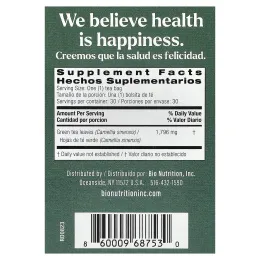 Bio Nutrition, зеленый чай, 30 чайных пакетиков, 53,9 г (1,9 унции)