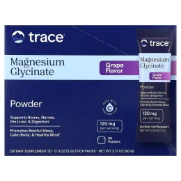Trace, Порошок глицината магния, виноград, 30 пакетиков по 3 г (0,11 унции)