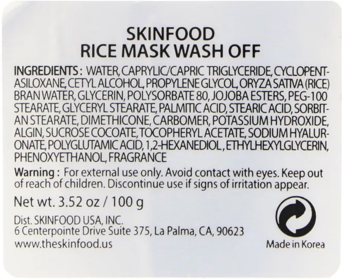 Skinfood, Смываемая рисовая маска, 3,52 унц. (100 г)