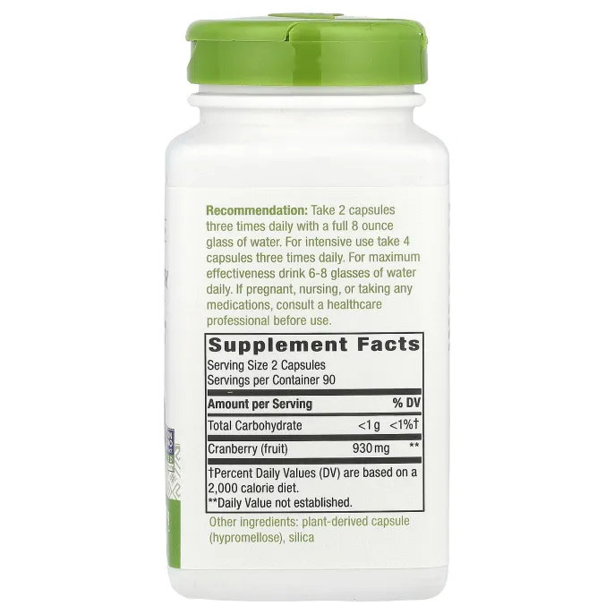 Nature's Way, плоды клюквы, 930 мг, 180 веганских капсул (465 мг в 1 капсуле)
