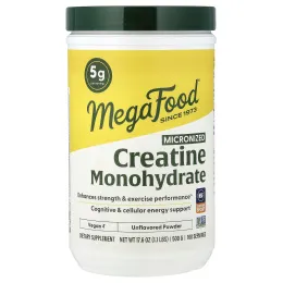 MegaFood, микронизированный креатин, моногидрат в порошке, без добавок, 500 г (17.6 унции)