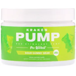 Sparta Nutrition, Kraken Pump, Предтренировочная формула без стимуляторов, Кислые жевательные конфеты, 4,94 унц. (140 г)