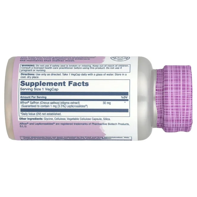 Solaray, Vital Extracts, шафран, 30 мг, 30 растительных капсул