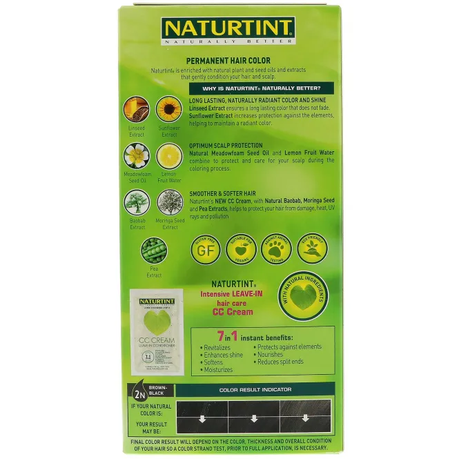 Naturtint, Перманентная краска для волос, 2N коричнево-черная, 165 мл